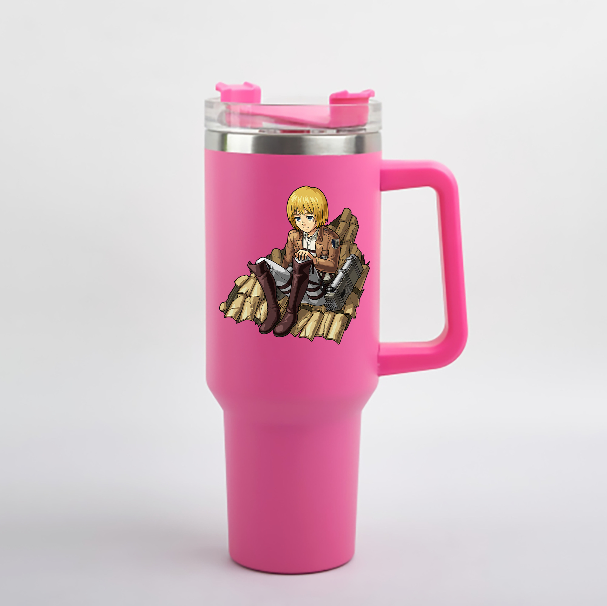 （画像用） 進撃の巨人 アルミン·アルレルト Attack on Titan Armin Arlert 1200mL車用タンブラー - クリスタルステッカー（プラスチックストロー付き）